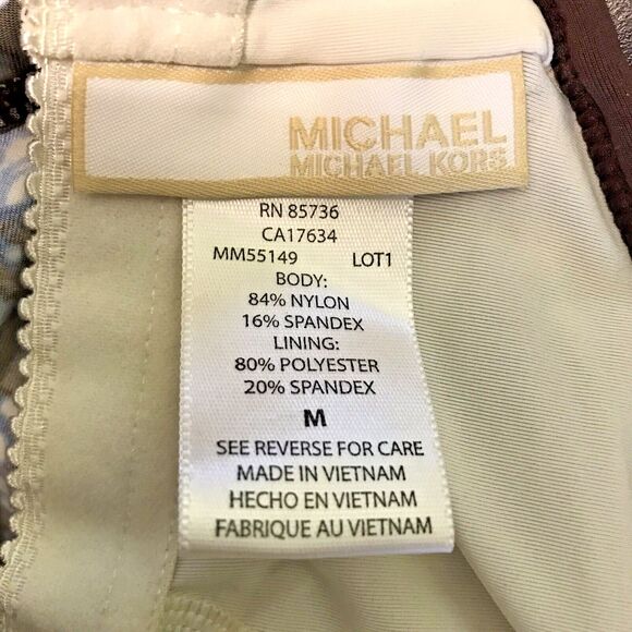 Michael Kors Tank Top Women's M Cami Shelf Bra Gold MK Logo Straps Blue Brown - Picture 9 of 10